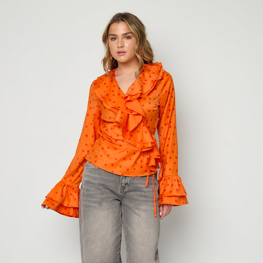 POLKA DOTS BLOUSE - ORANJE