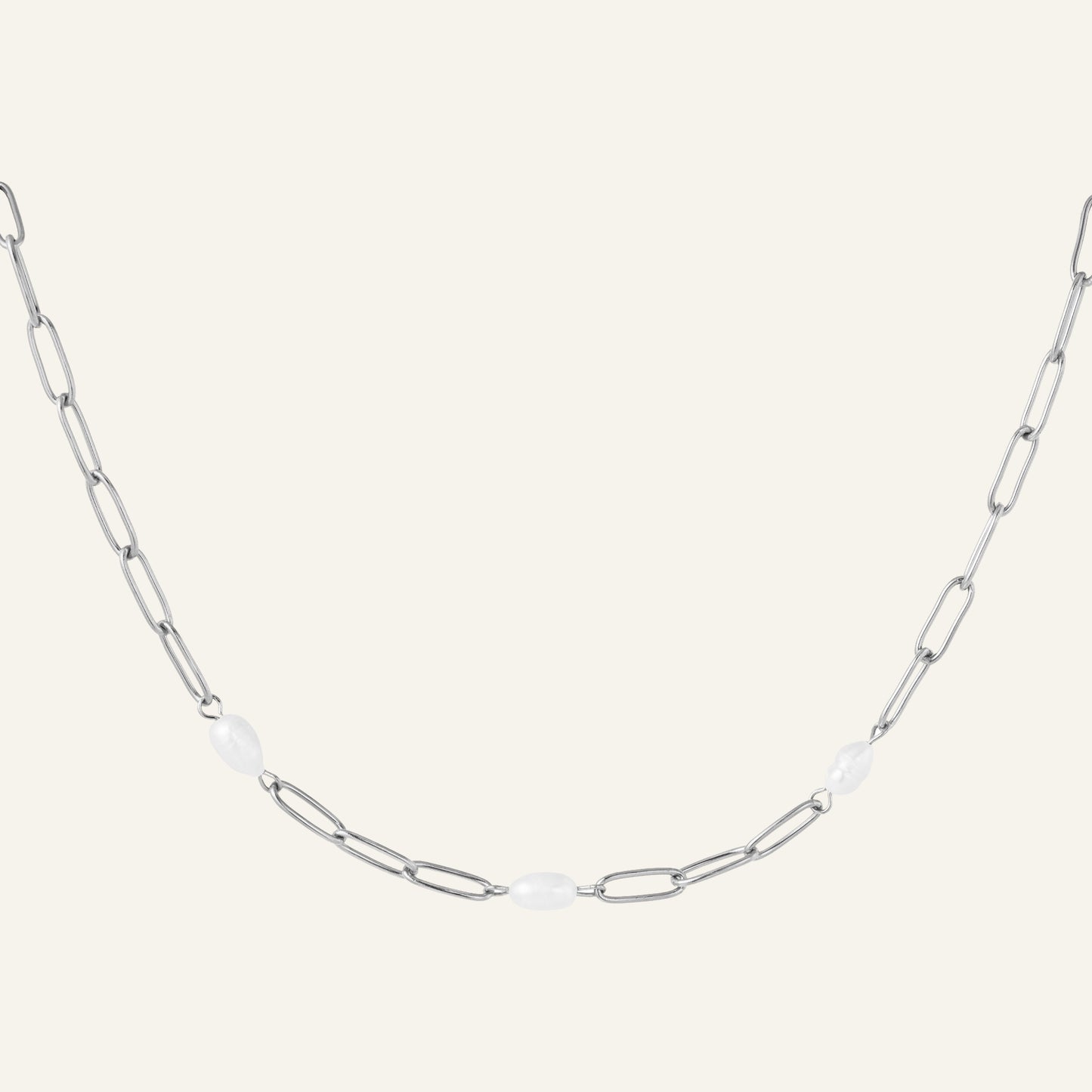 3 PEARLS KETTING ZILVER