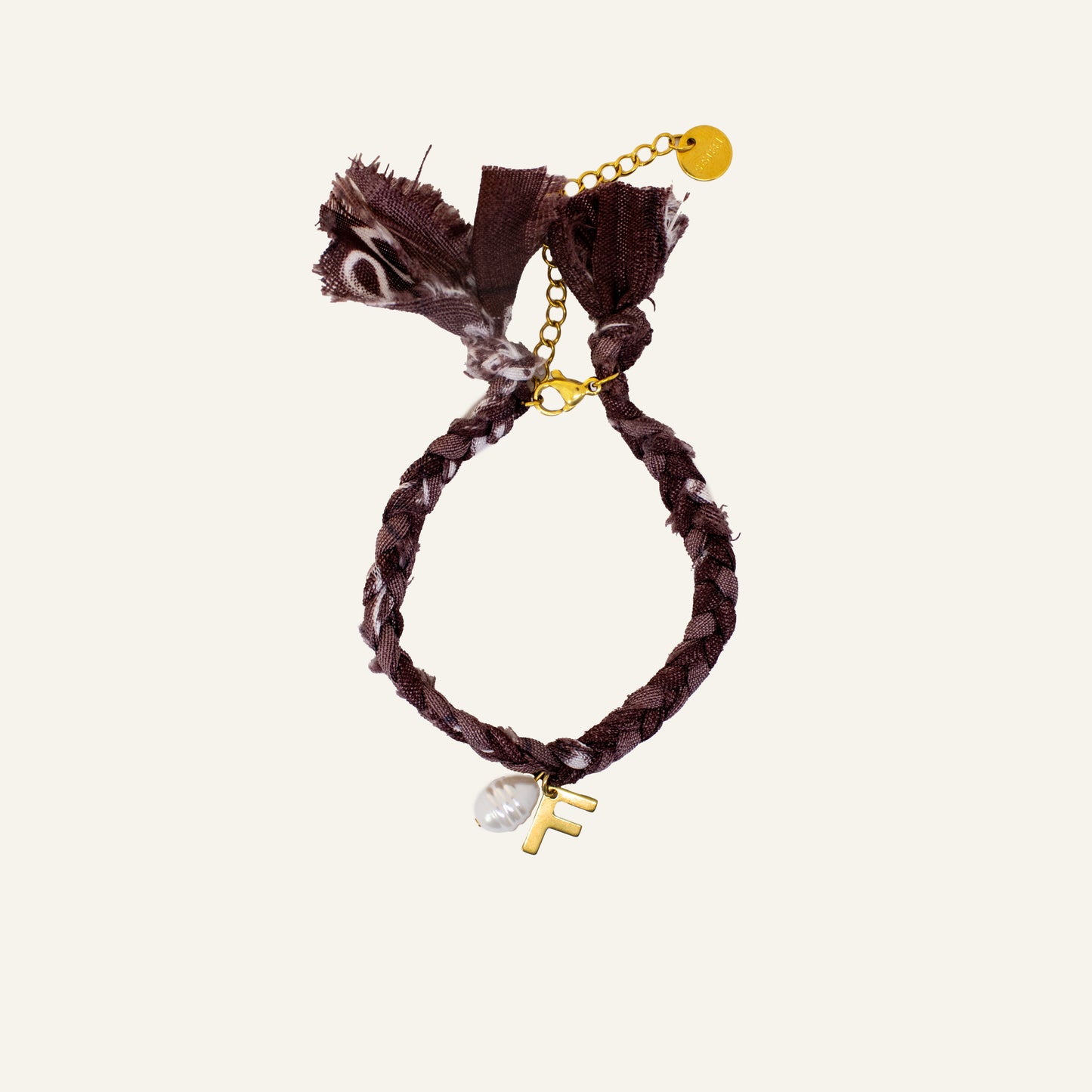 BANDANA INITIAL ARMBAND DONKER BRUIN/GOUD