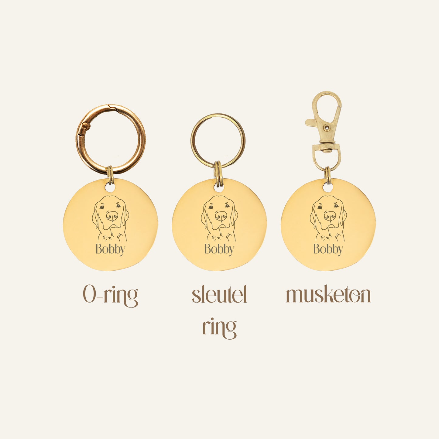 GEGRAVEERDE TAG MET ILLUSTRATIE - GOUD