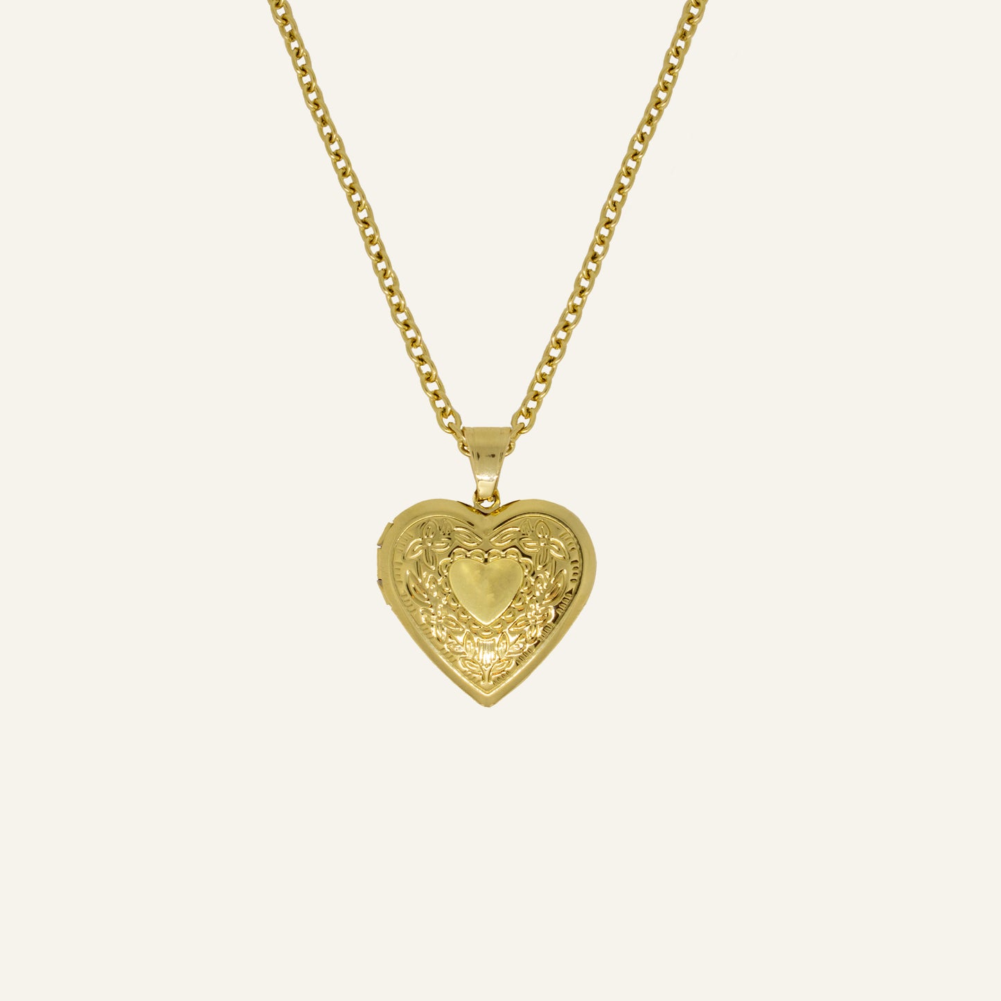 HEART MEDAILLON KETTING GOUD