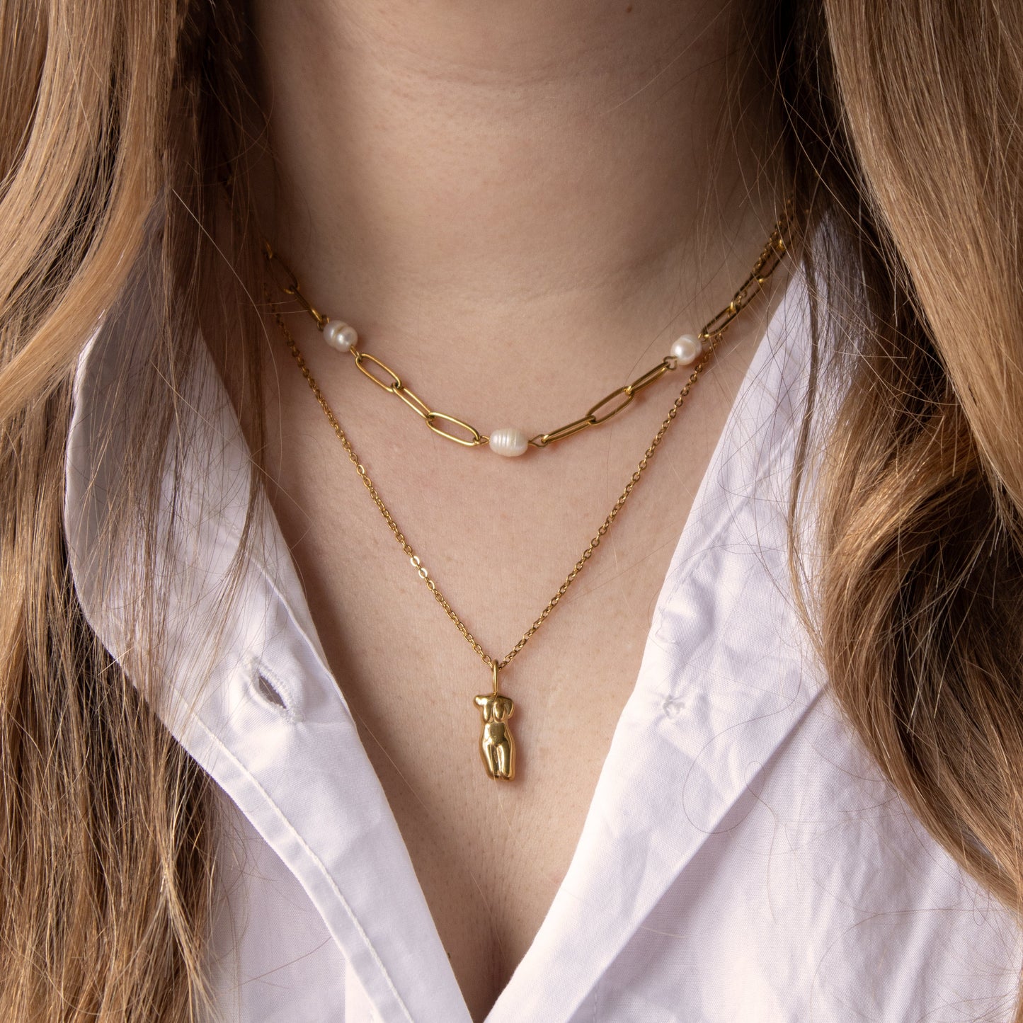 3 PEARLS KETTING GOUD