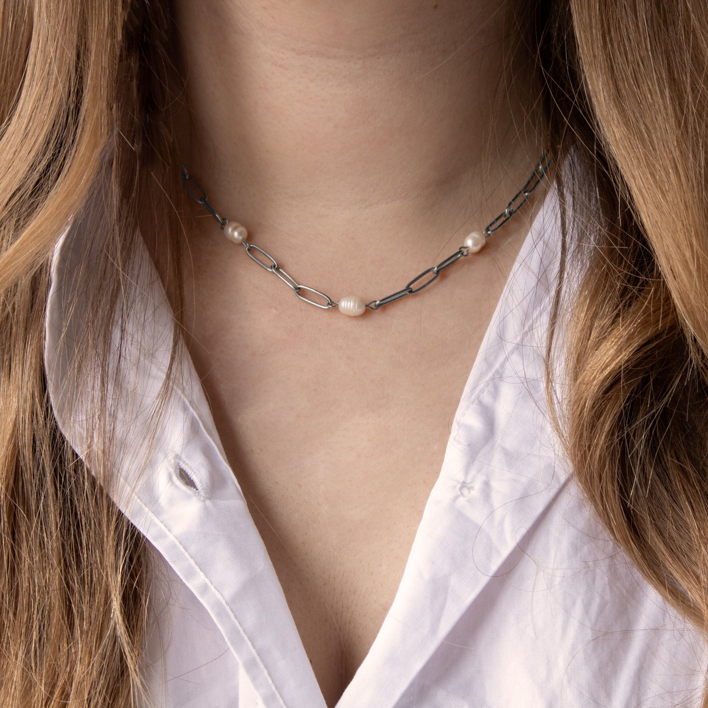 3 PEARLS KETTING ZILVER