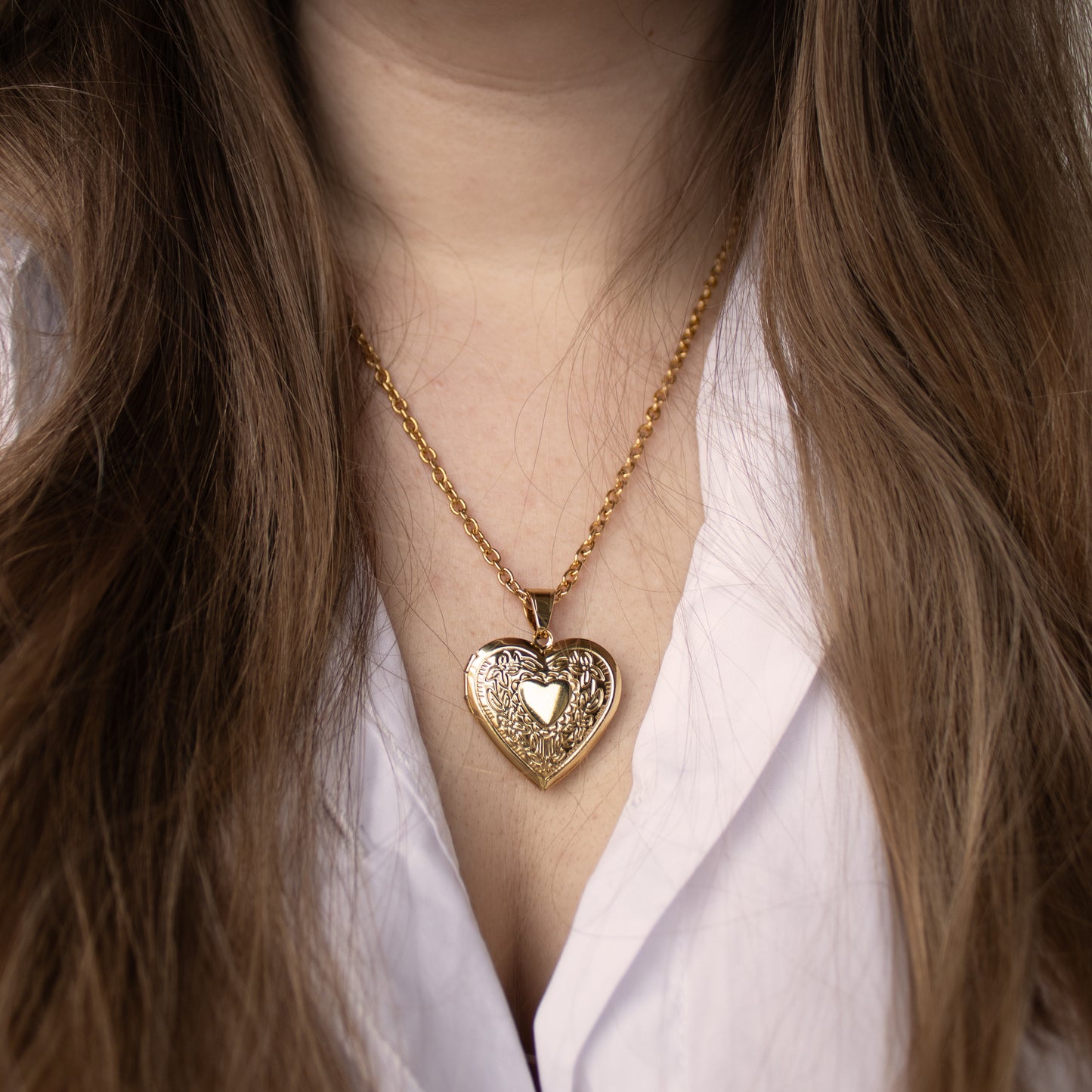 HEART MEDAILLON KETTING GOUD