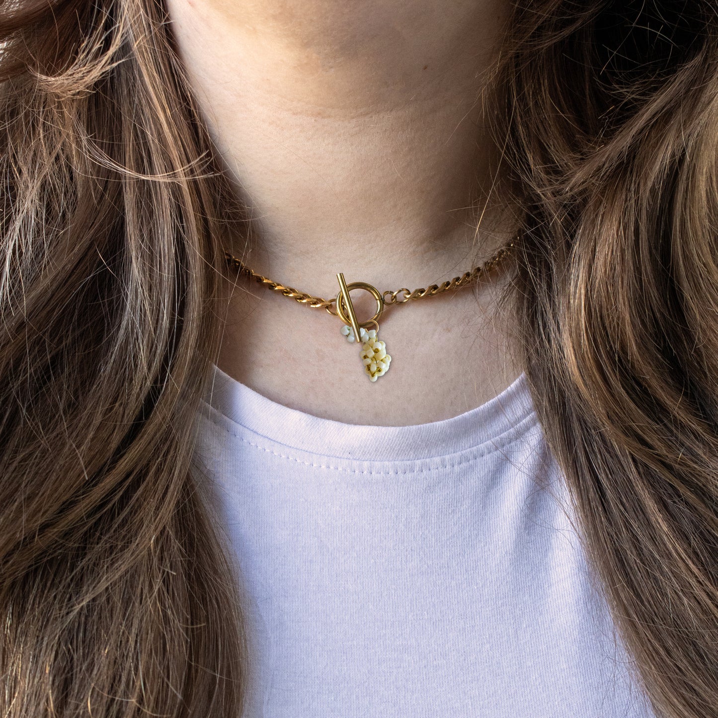 Pastel Lemon Lock Necklace Gold