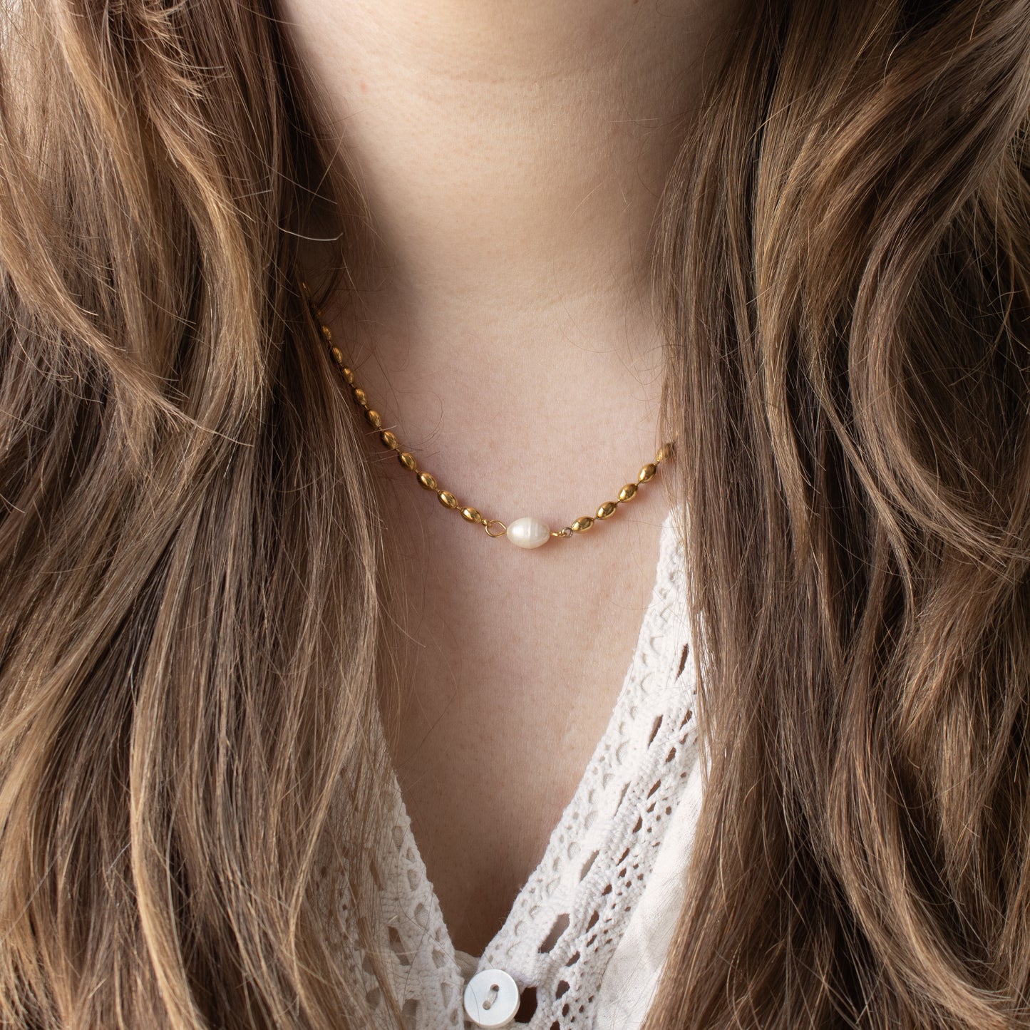 1 PEARL NECKLACE GOLD