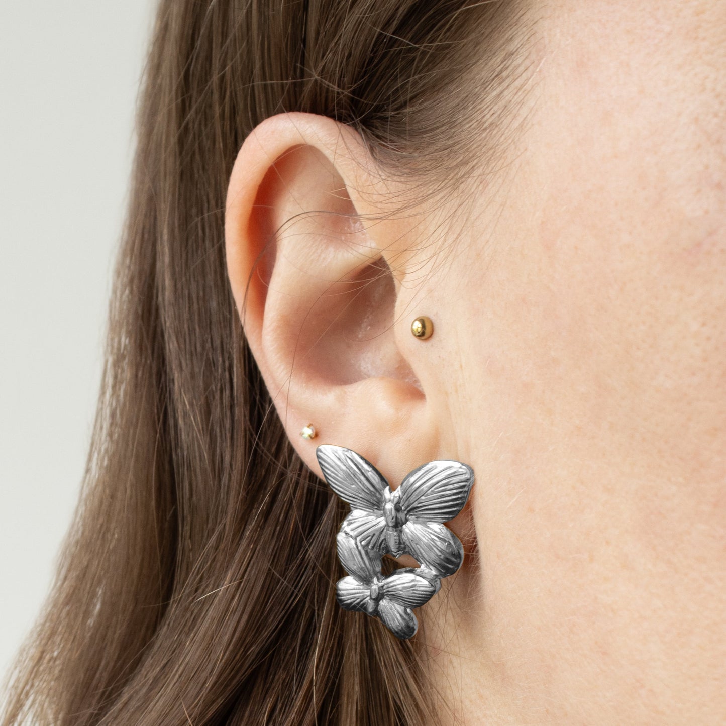 BUTTERFLY OORBELLEN ZILVER