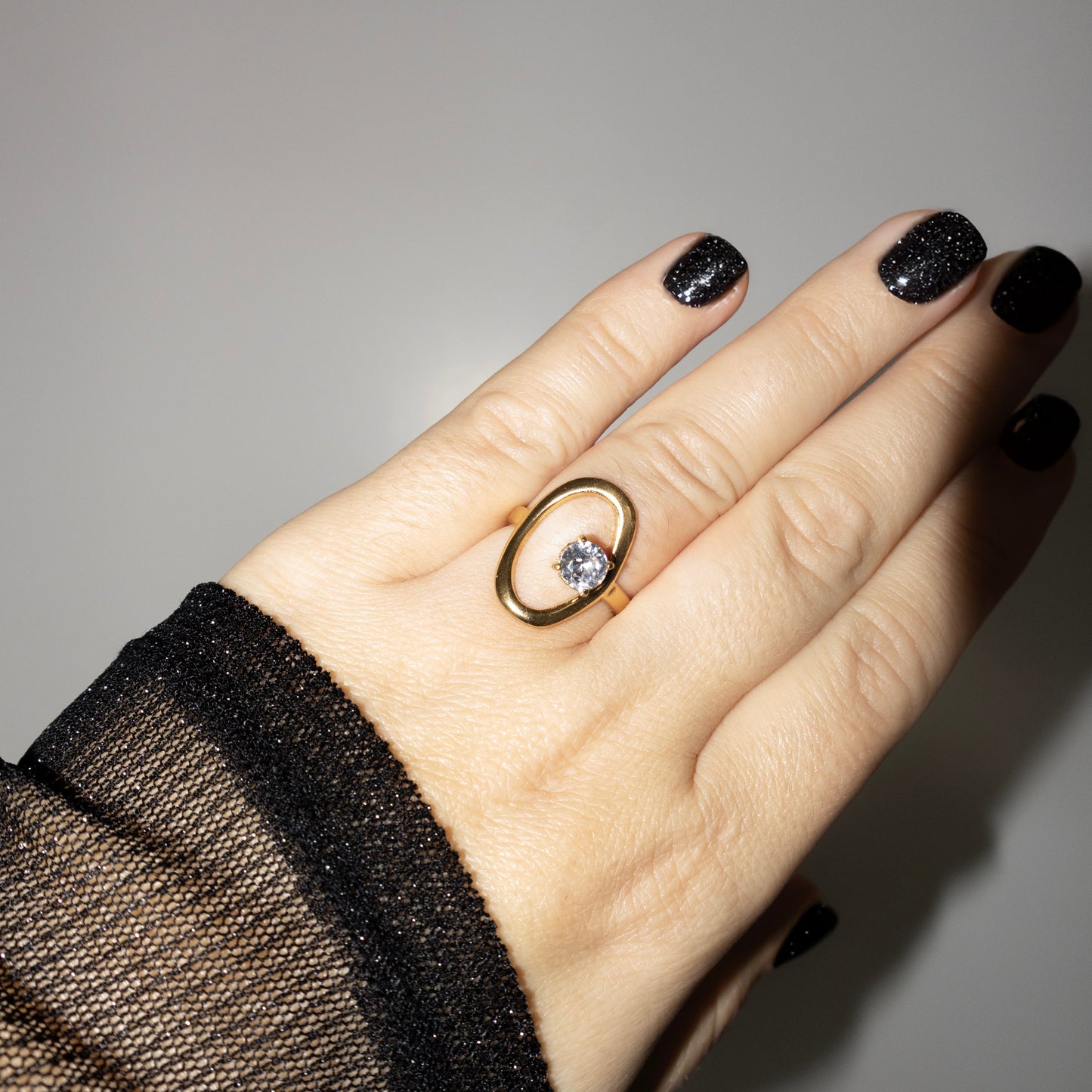 OPEN STRASS RING GOUD