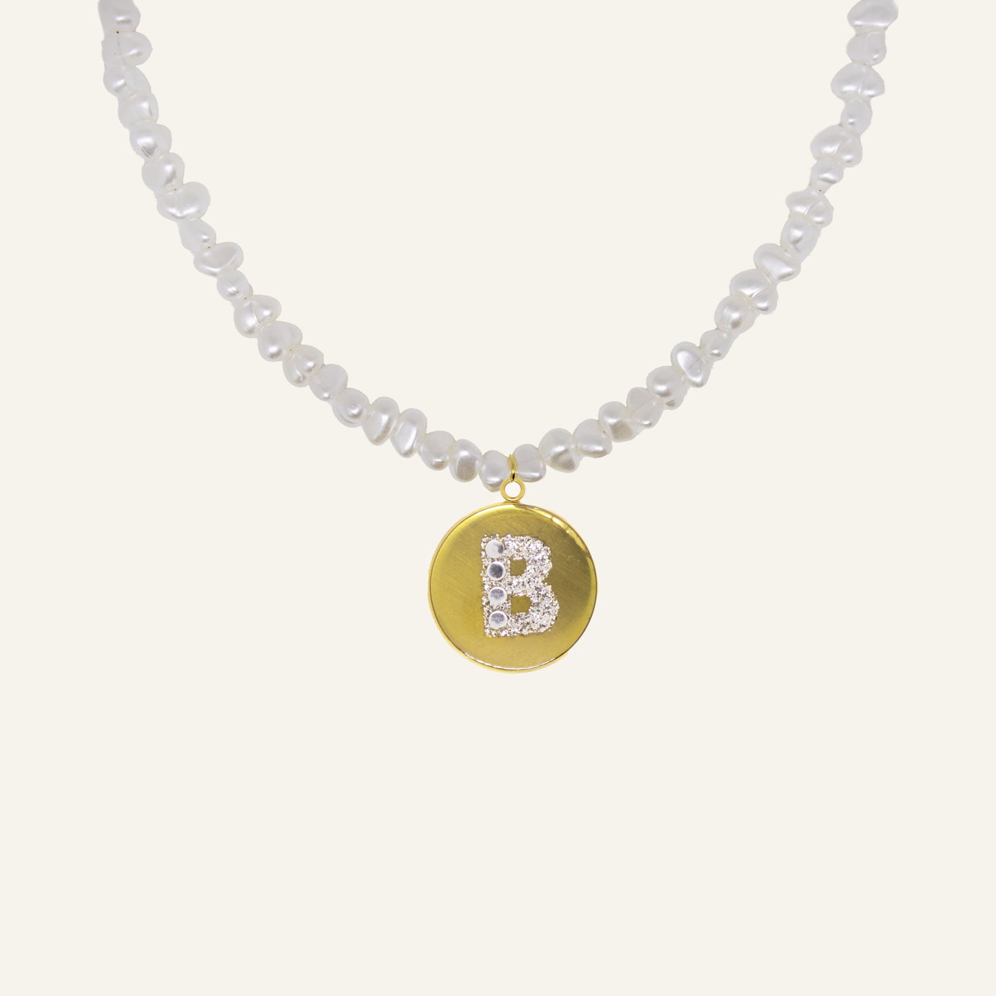 ROUND INITIAL PEARL KETTING GOUD