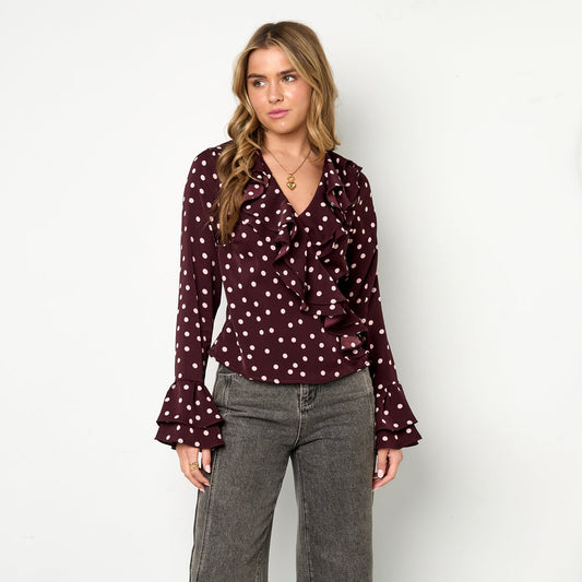 POLKA DOTS BLOUSE - BORDEAUX