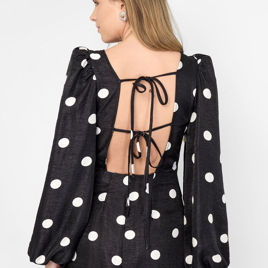POLKA DOTS JURK - ZWART