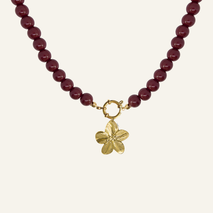 CUSTOM CHARM BEADS KETTING - BORDEAUX/GOUD