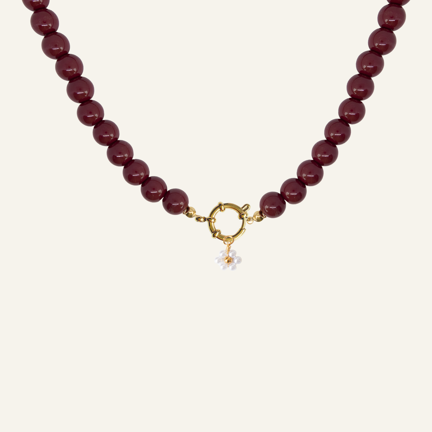 CUSTOM CHARM BEADS KETTING - BORDEAUX/GOUD
