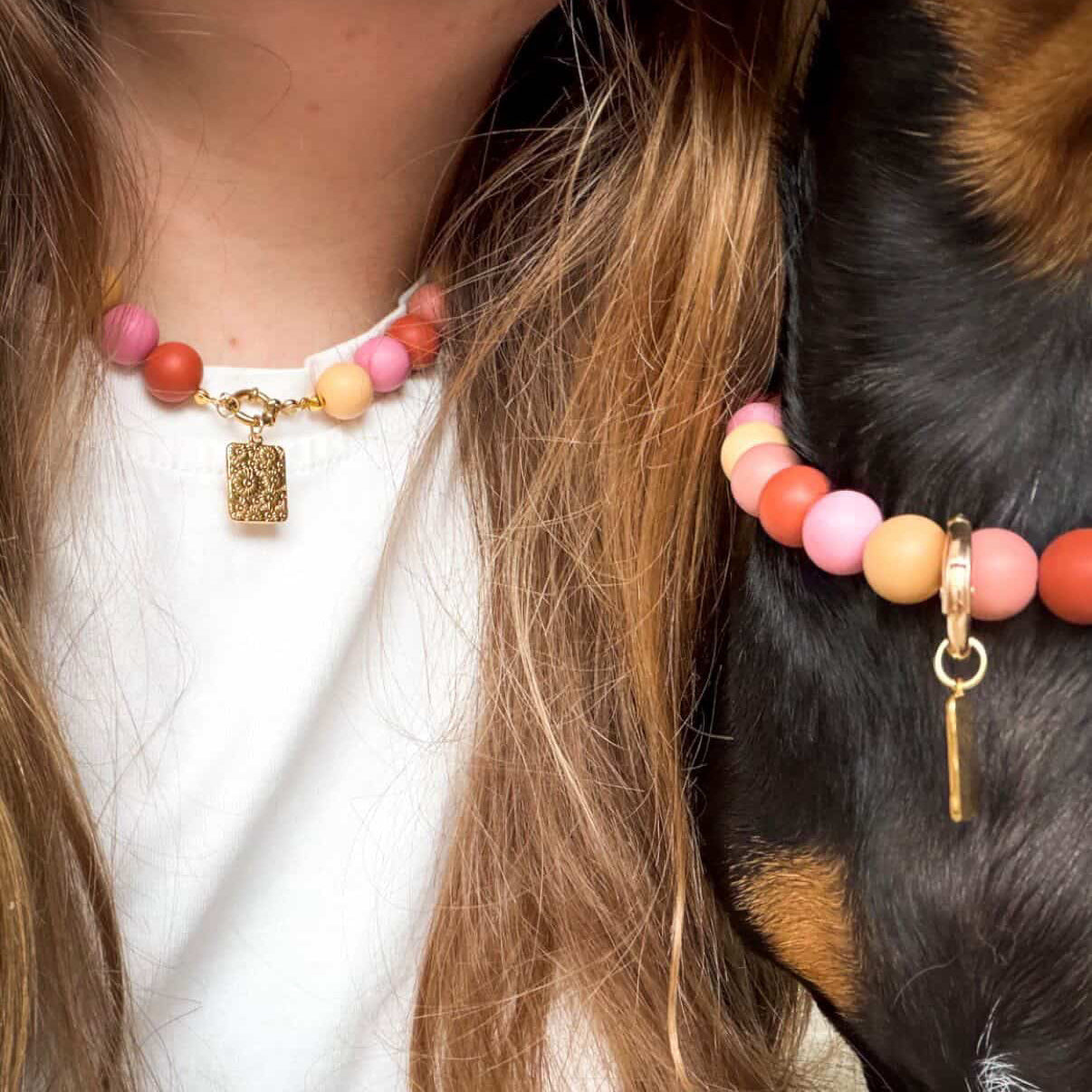 DOG & HUMOM SET - GOUD/ROZE