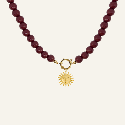 CUSTOM CHARM BEADS KETTING - BORDEAUX/GOUD