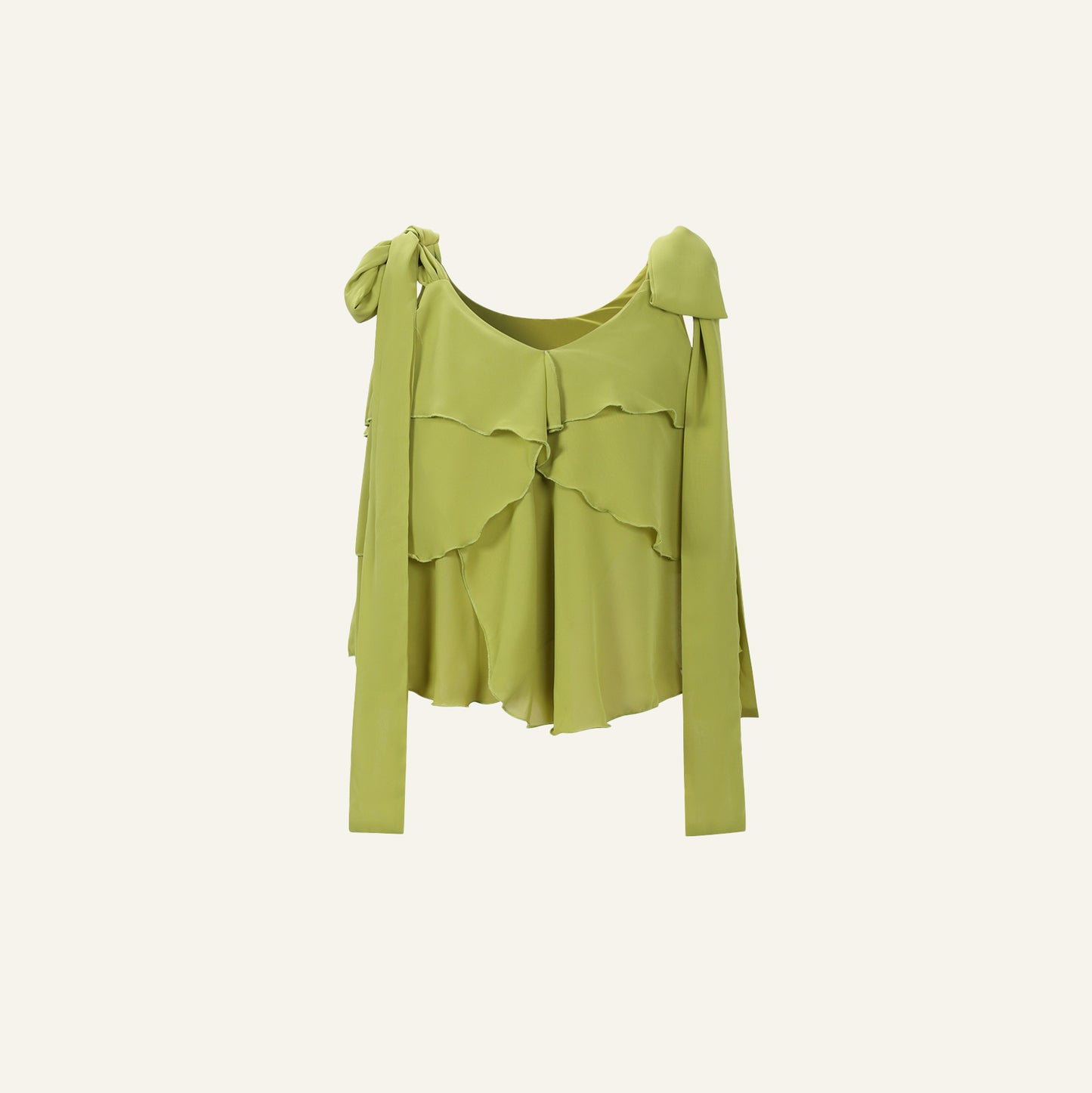 AIRY RUFFLE TOP - LIME