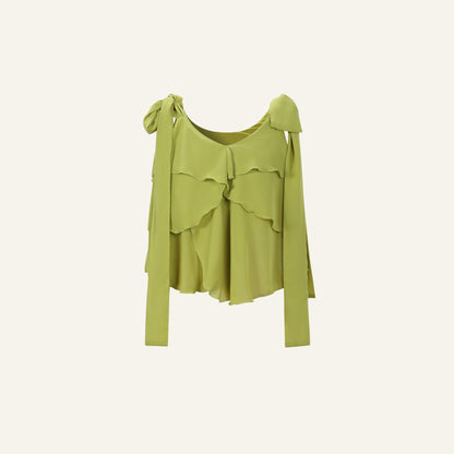 AIRY RUFFLE TOP - LIME