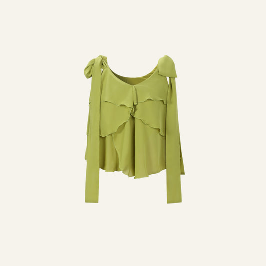 AIRY RUFFLE TOP - LIME