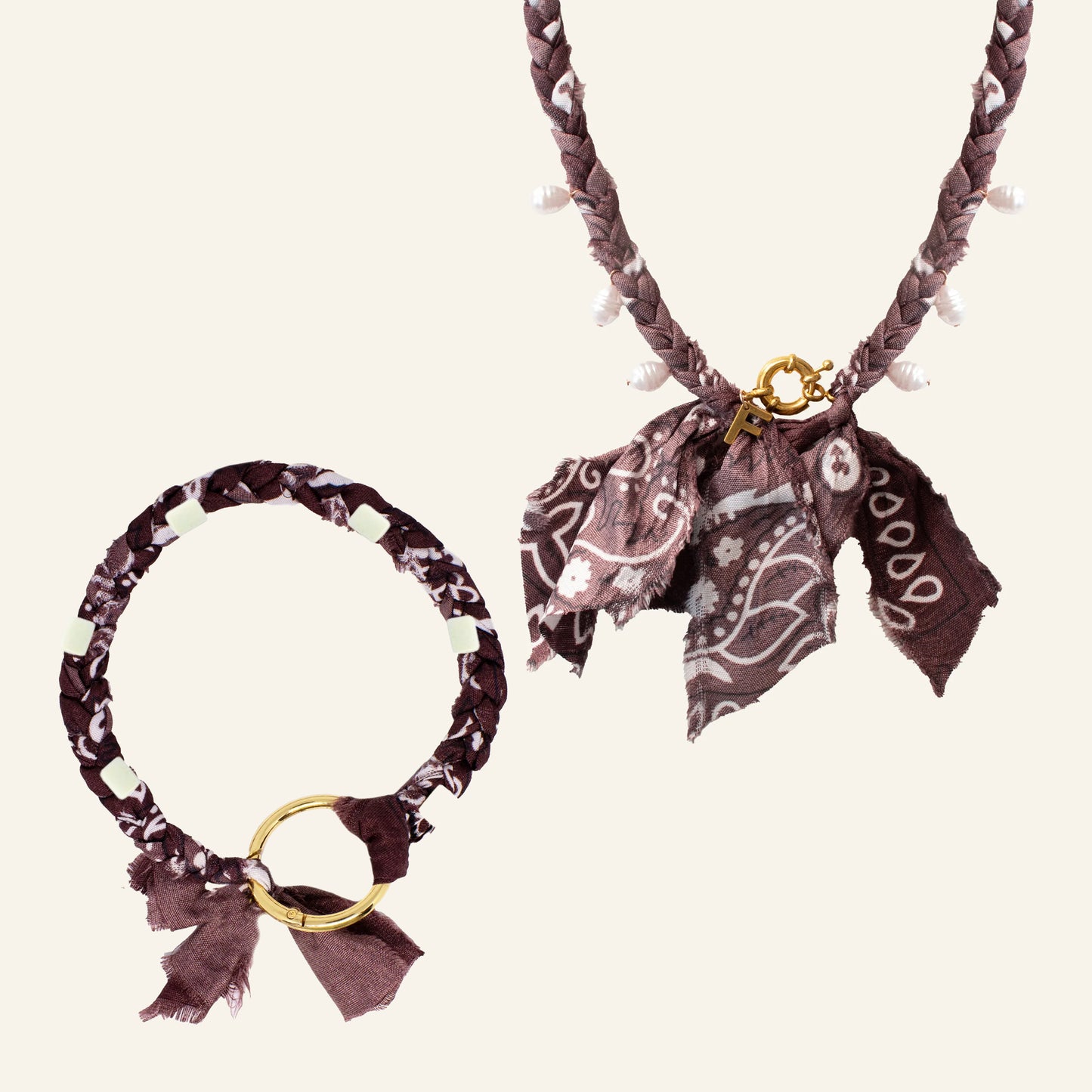 BANDANA KETTING SET - DONKERBRUIN