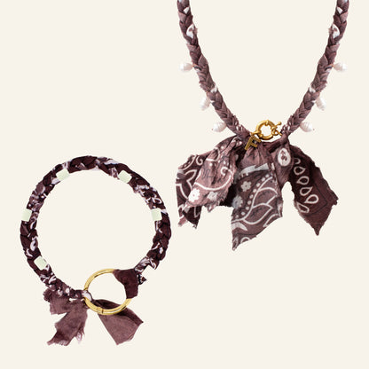 BANDANA NECKLACE SET - DARK BROWN