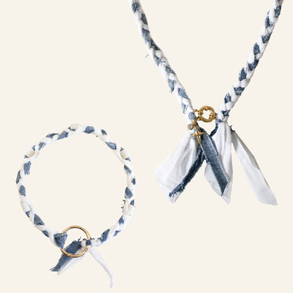 BANDANA KETTING SET - WIT/DENIM