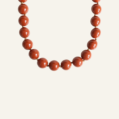 BIG BEADS KETTING - BRUIN/GOUD