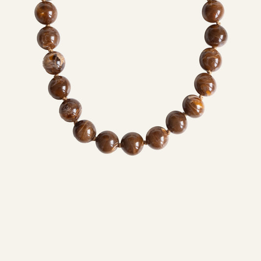 BIG BEADS KETTING HAZEL/GOUD