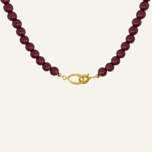 BEADS KETTING BORDEAUX/GOUD