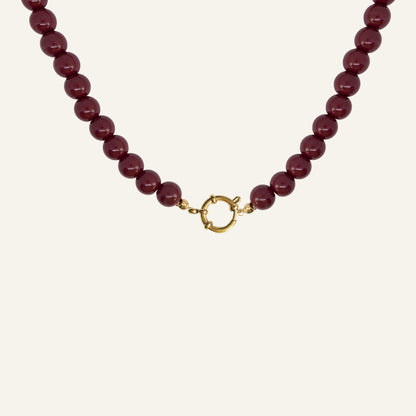 CUSTOM CHARM BEADS KETTING - BORDEAUX/GOUD