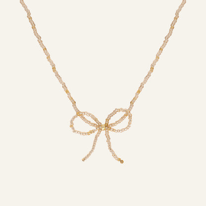 BOW BEADS NECKLACE - ROSE/GOLD