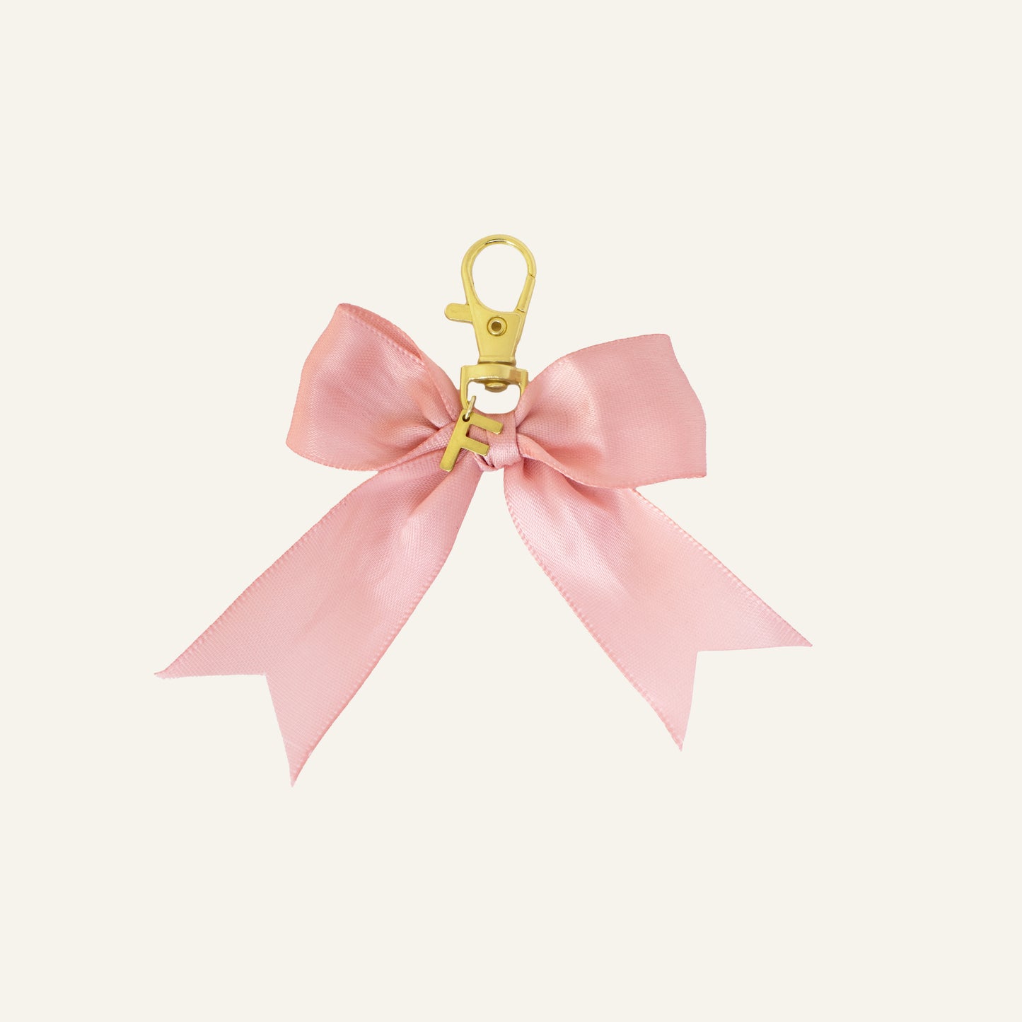 BOW INITIAL COLLAR CHARM PINK