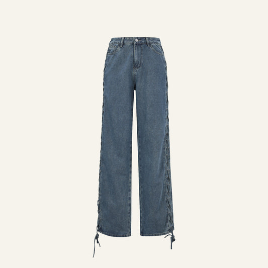 BRAIDED JEANS - BLAUW