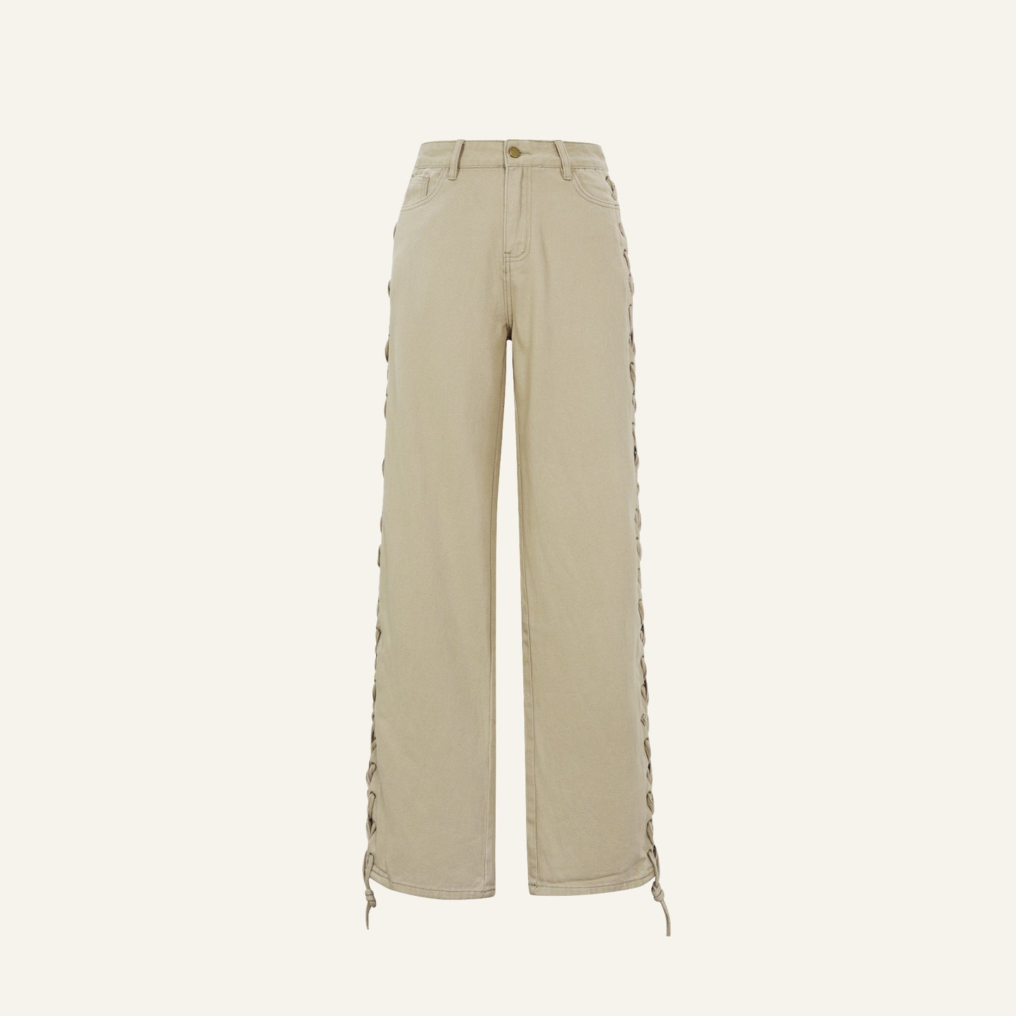 BRAIDED JEANS - BEIGE