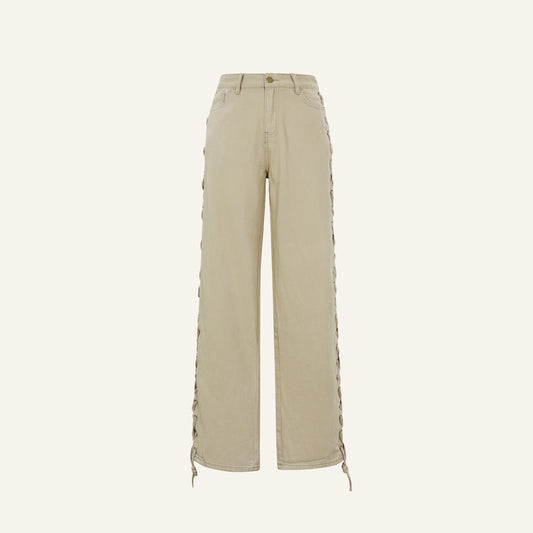 BRAIDED JEANS - BEIGE