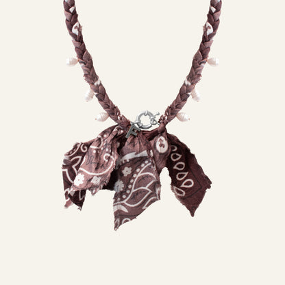 BANDANA INITIAL NECKLACE - DARK BROWN