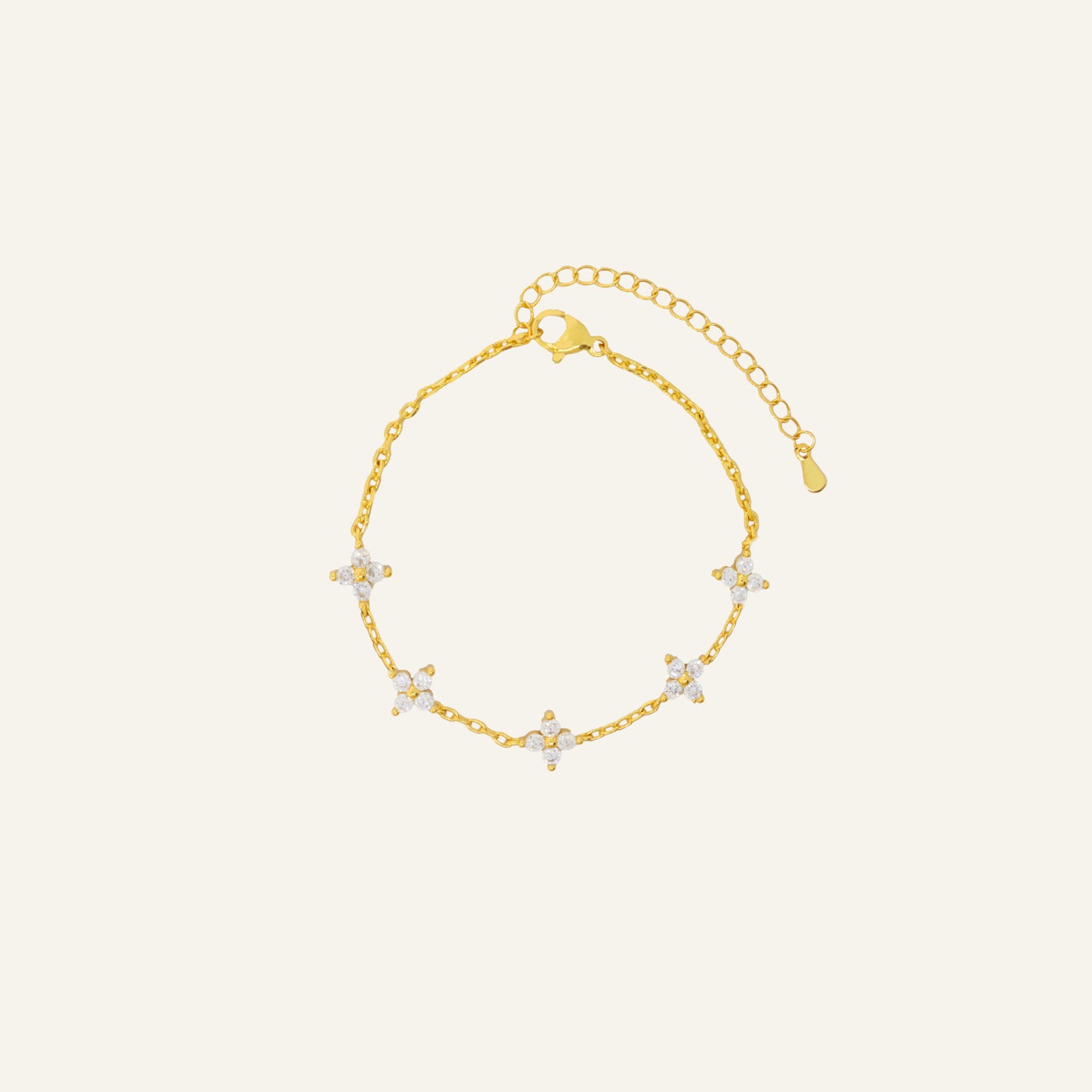 CLOVER ZIRKONIA ARMBAND GOUD