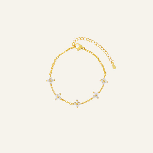 CLOVER ZIRKONIA ARMBAND GOUD
