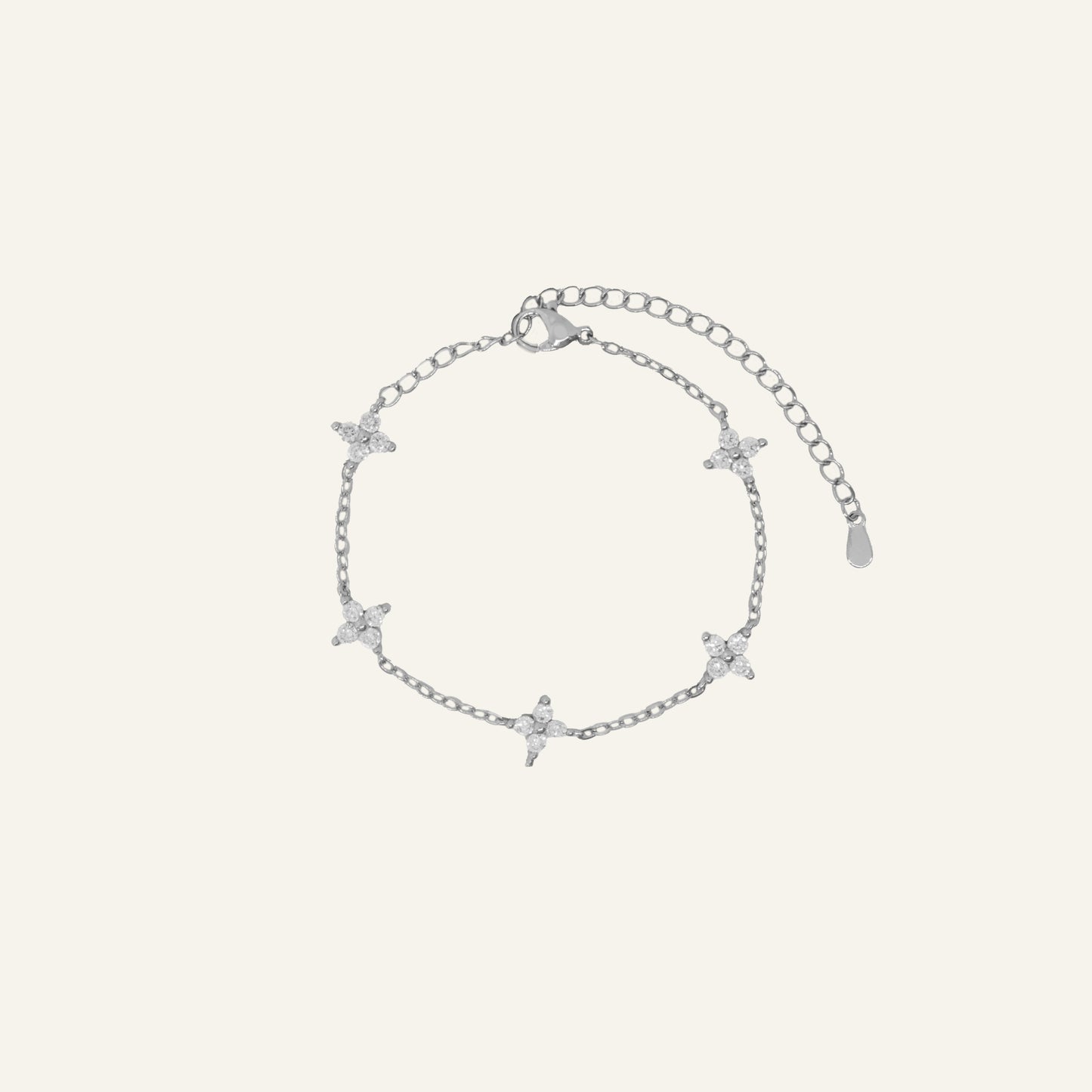 CLOVER ZIRKONIA ARMBAND ZILVER