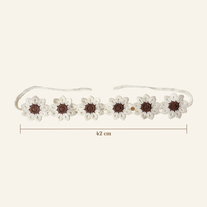 CROCHET FLOWER COLLAR - CREAM/BROWN