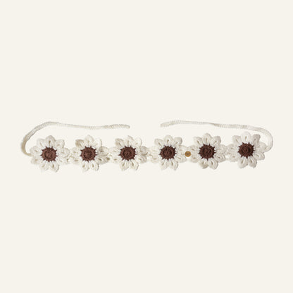 CROCHET FLOWER COLLAR - CREAM/BROWN