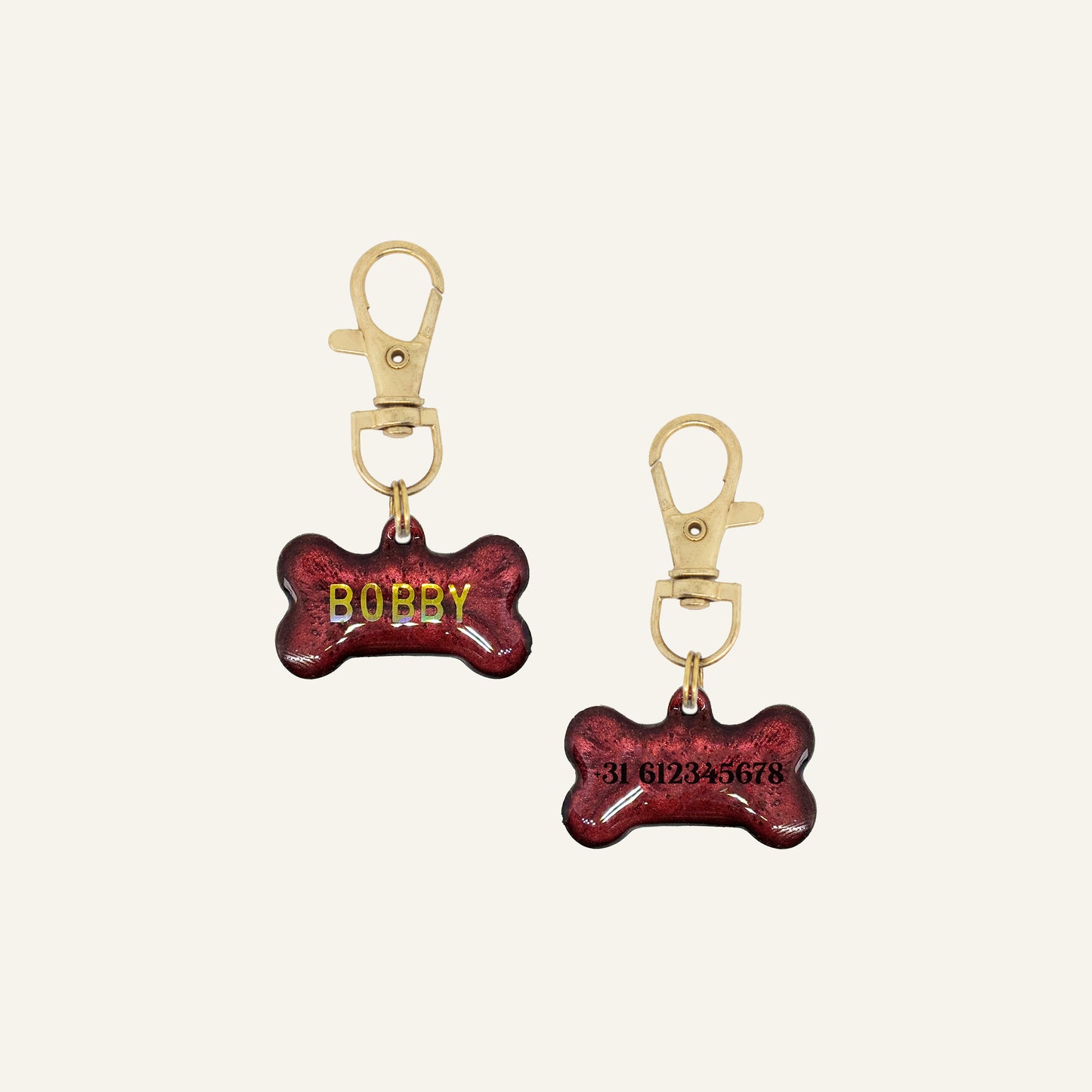 CUSTOM BONE NAME TAG - BORDEAUX