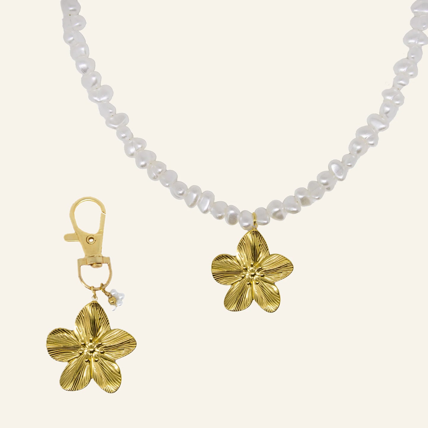 CUTE FLOWER KETTING & CHARM SET