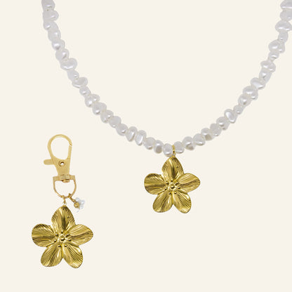 CUTE FLOWER NECKLACE & CHARM SET