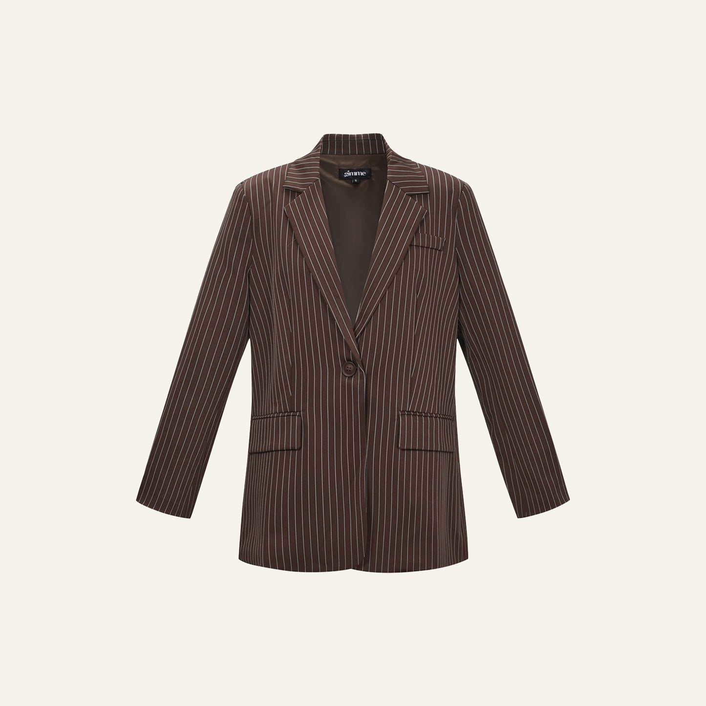 Elegant Striped Blazer - Dark Brown