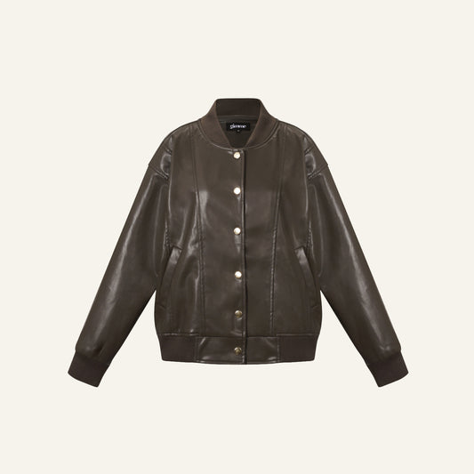 FANCY BOMBER JACKET - DONKERBRUIN