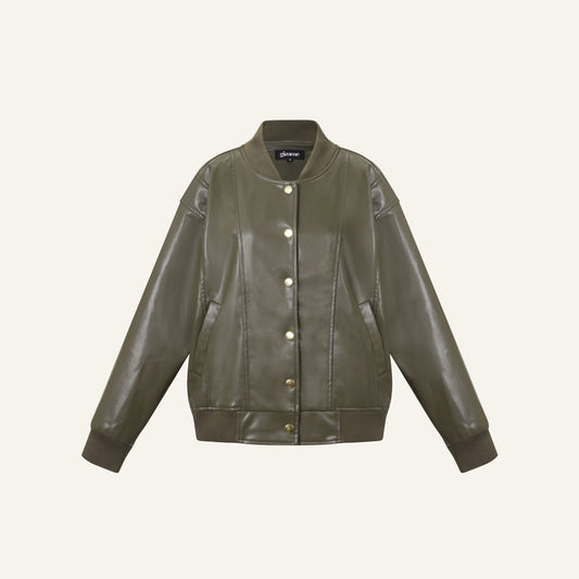 FANCY BOMBER JACKET - LEGERGROEN