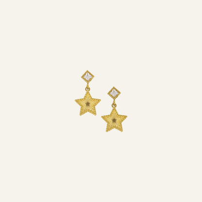STRASS STAR OORBELLEN - GOUD