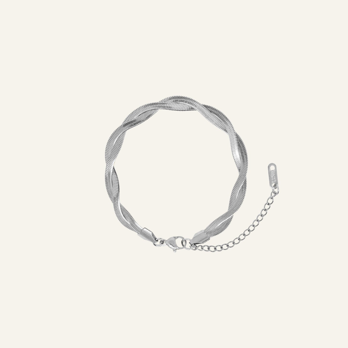 FLAT TWISTED ARMBAND ZILVER