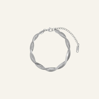 Flat Twisted Bracelet - Silver