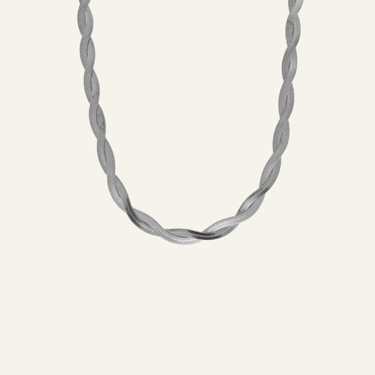 FLAT TWISTED KETTING ZILVER